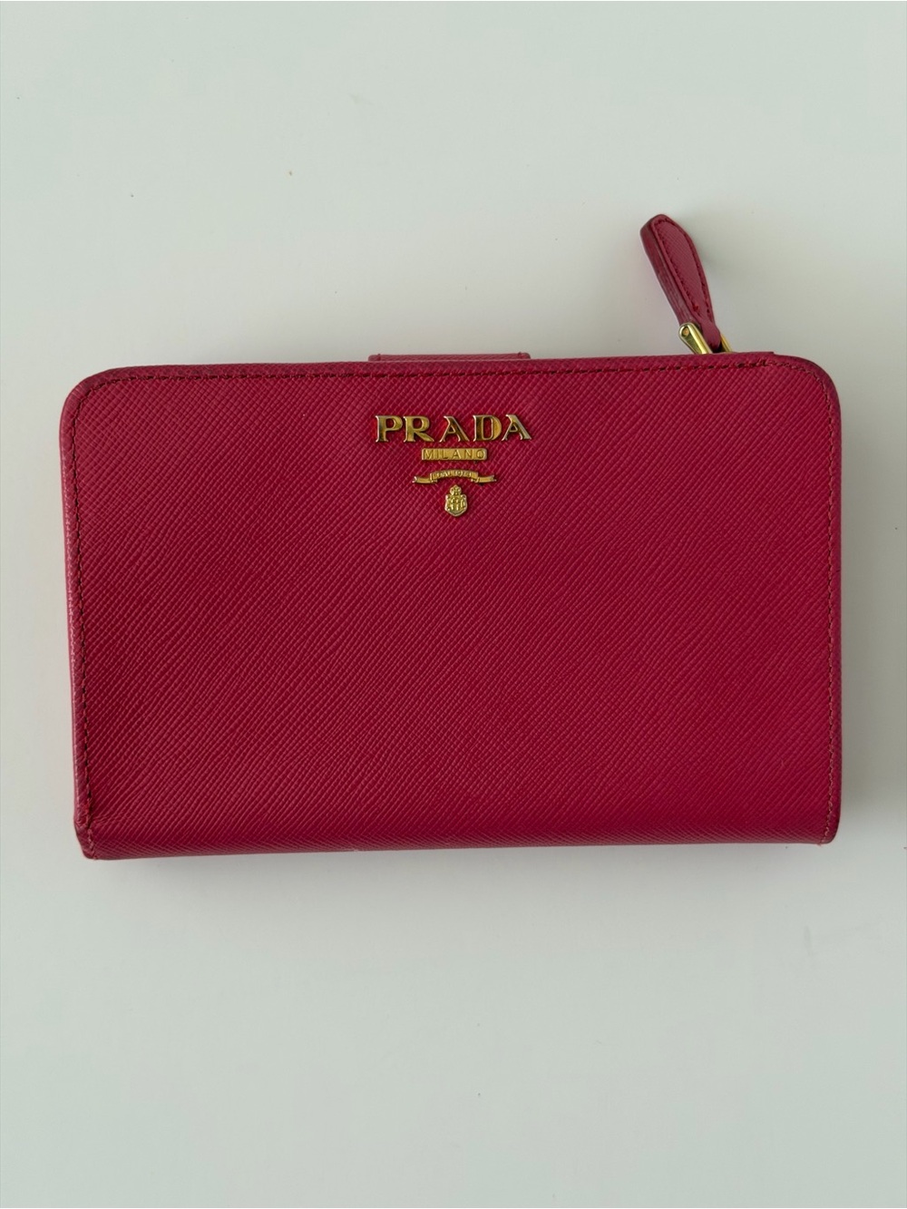 Prada Pink Saffiano Medium Bifold Wallet - Entrupy Certified Authentic